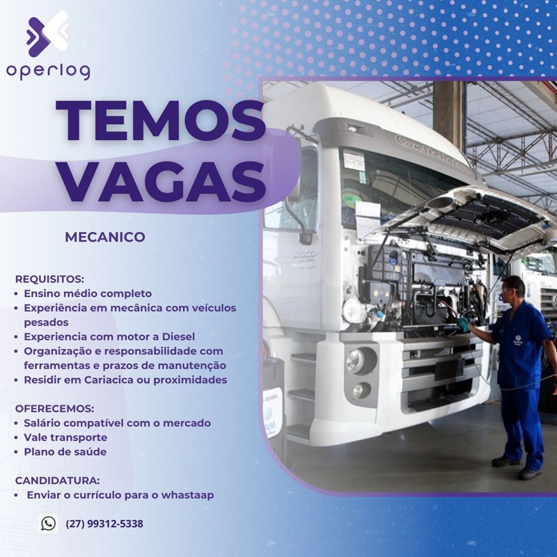 Operlog contrata Mecânico