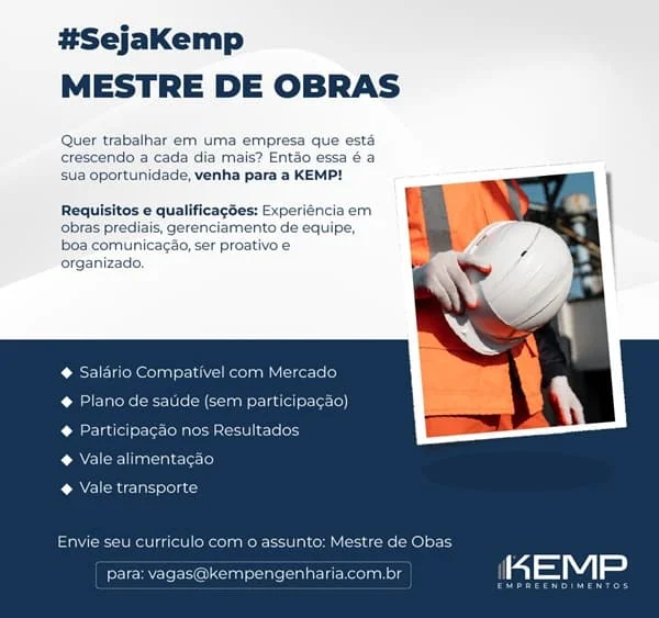 VAGA DE MESTRE DE OBRAS