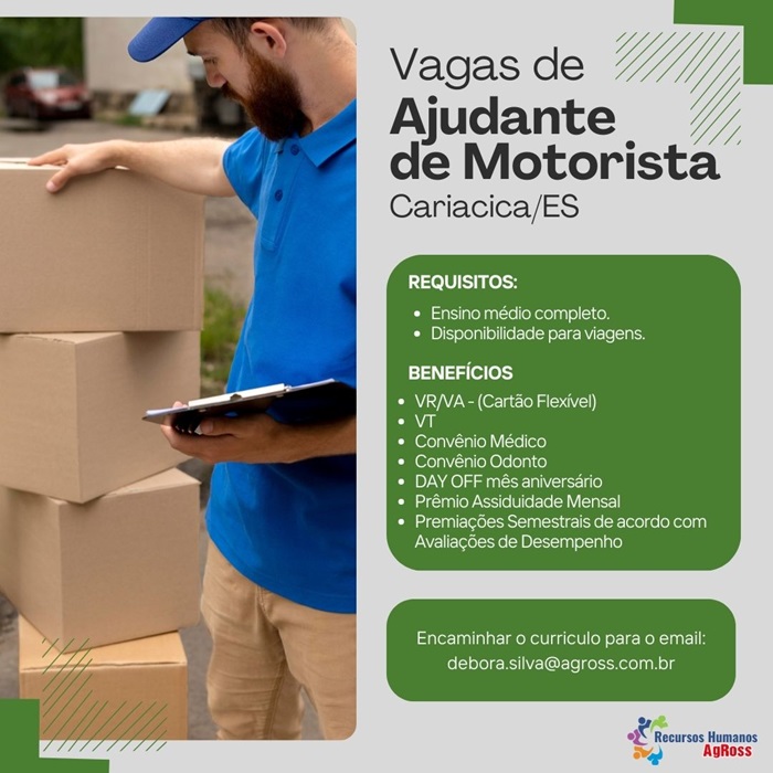 Vaga para Ajudante de Motorista