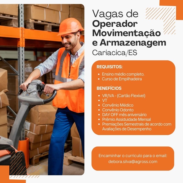 Vaga para Operador Movimentador e Armazenagem