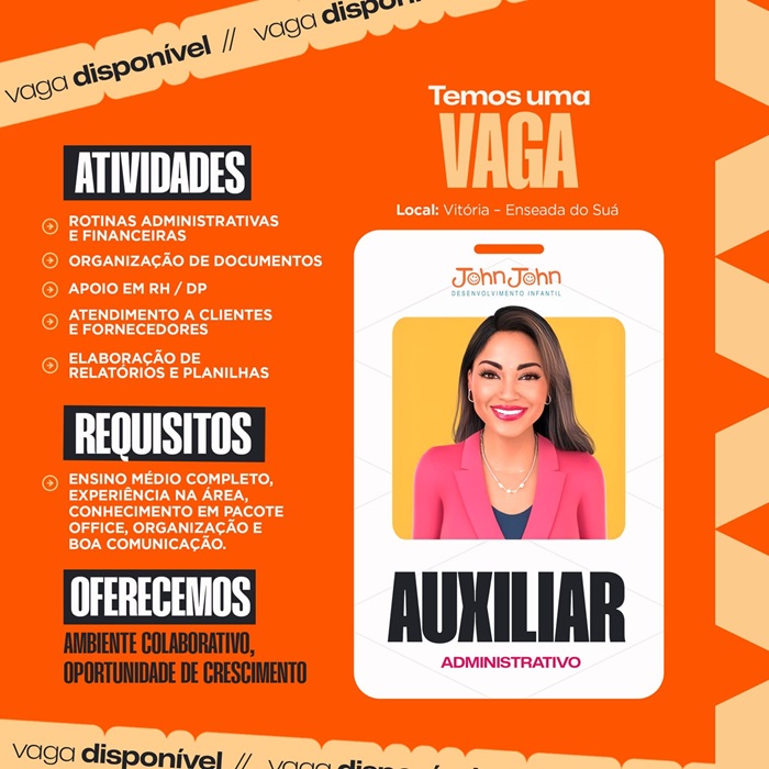 VAGA DE AUXILIAR ADMINISTRATIVO