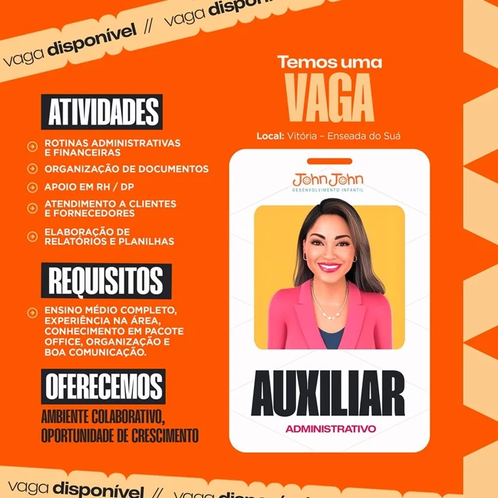 VAGA DE AUXILIAR ADMINISTRATIVO
