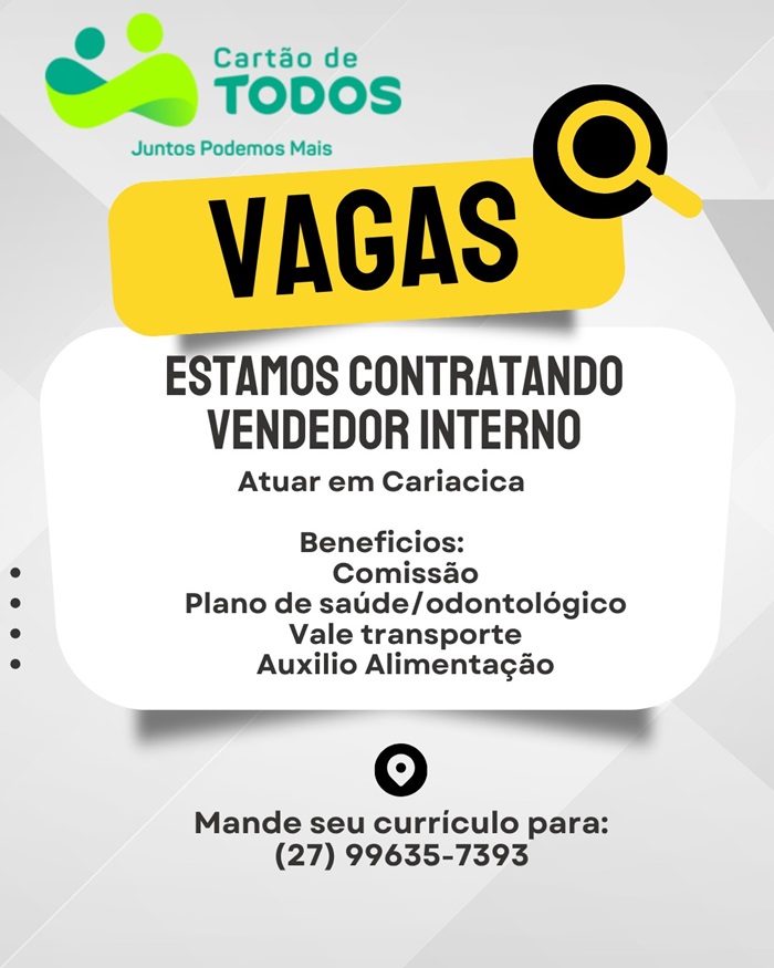 Vaga para Vendedor Interno