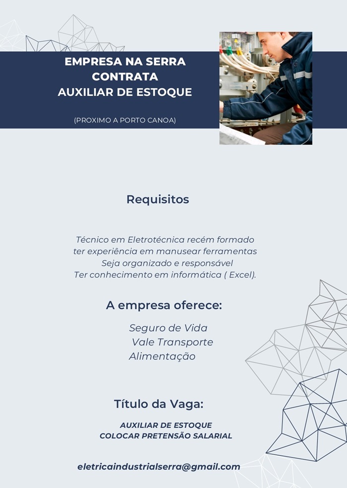 VAGA DE AUXILIAR DE ESTOQUE