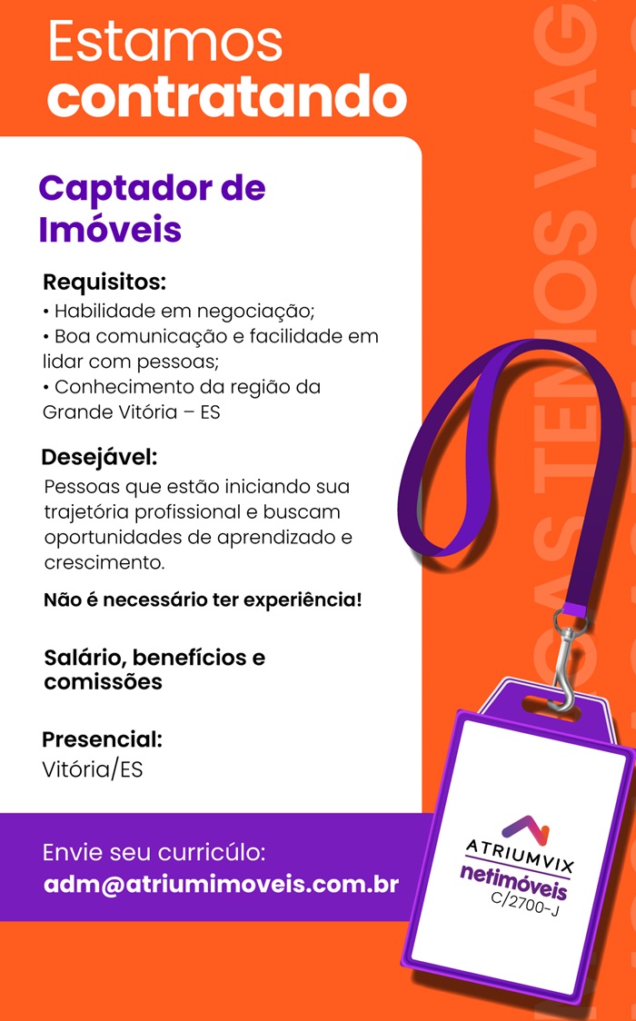 Vaga para Captador de Imóveis