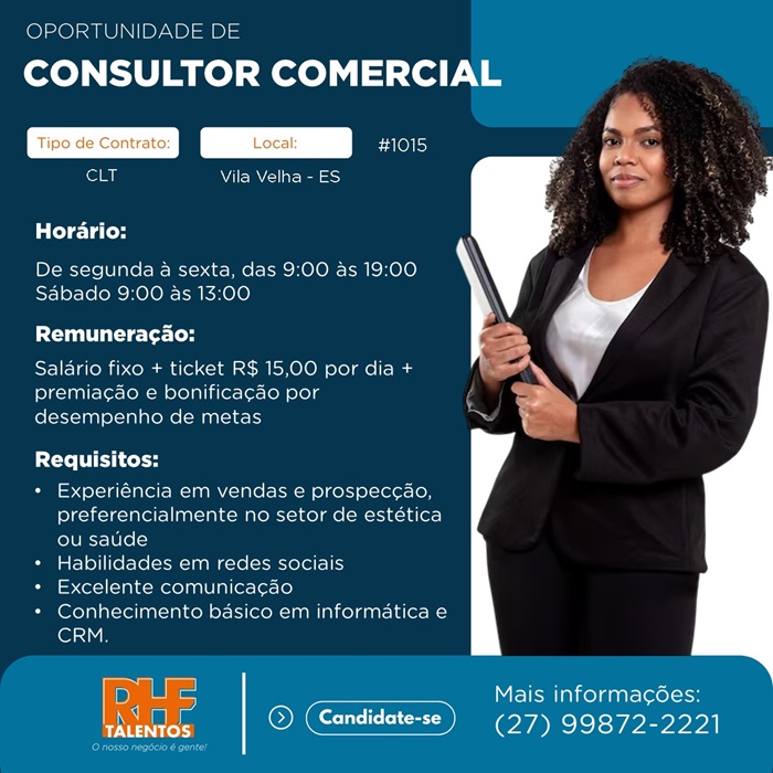 Vaga de Consultor Comercial