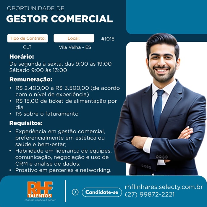 Vaga de Gestor Comercial