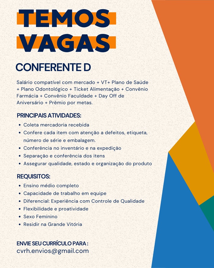 VAGA PARA CONFERENTE D