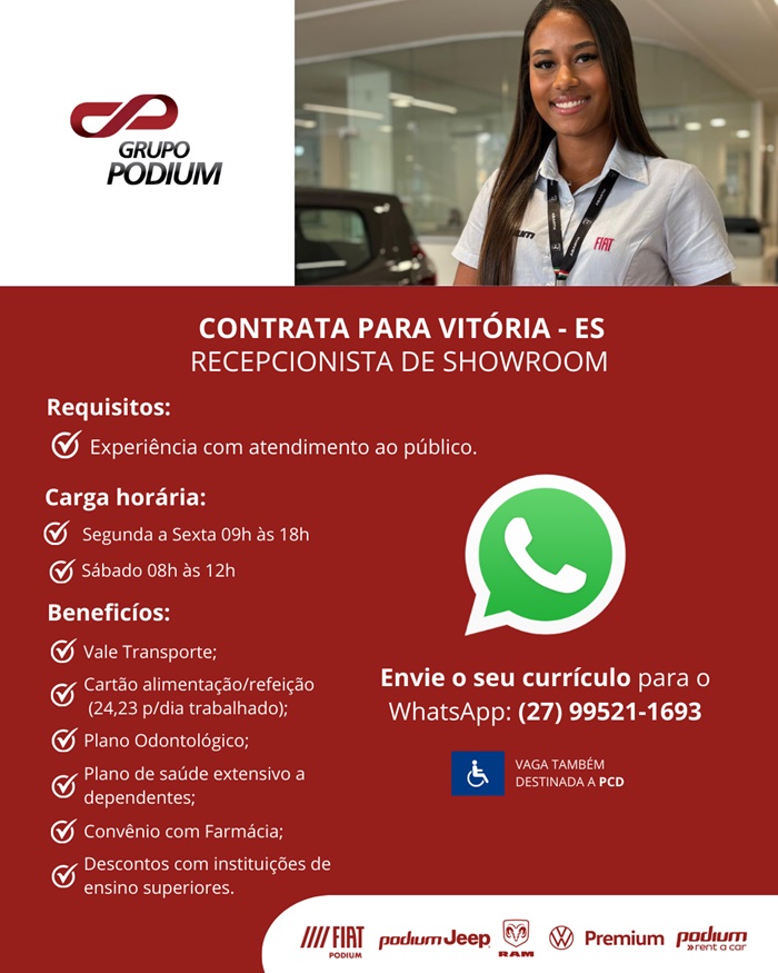 GRUPO PODIUM CONTRATA RECEPCIONISTA DE SHOWROOM
