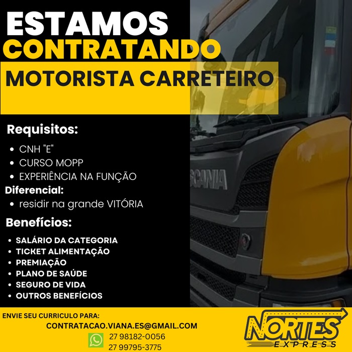 VAGA DE MOTORISTA CARRETEIRO