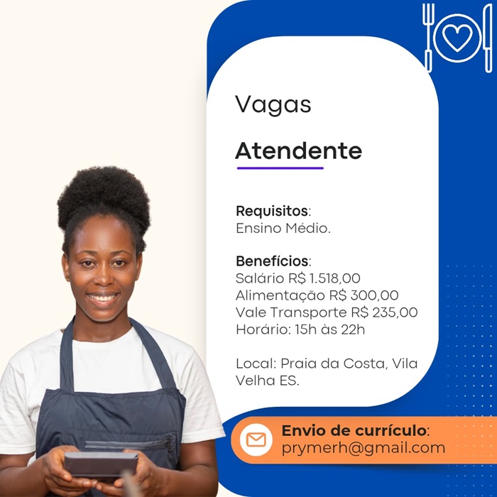 02 VAGAS - BALCONISTA/ATENDENTE