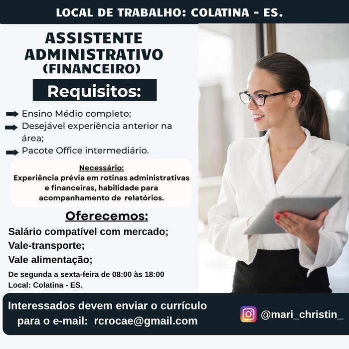 Vaga para Assistente Administrativo (Financeiro)