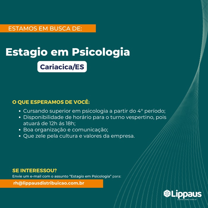 LIPPAUS CONTRATA ESTAGIÁRIO DE PSICOLOGIA