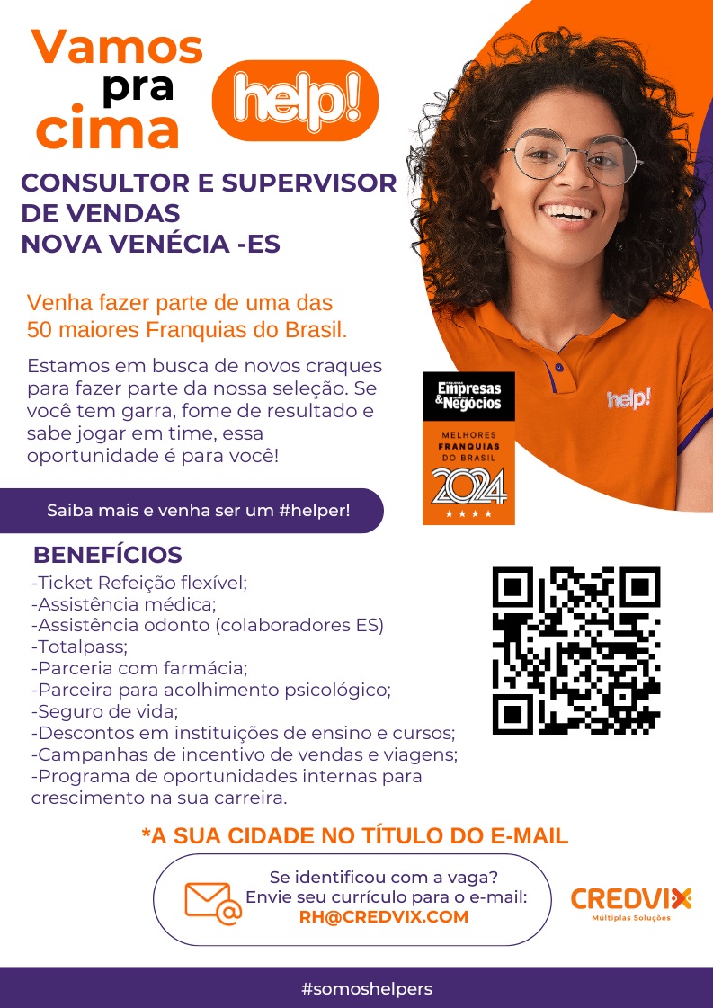 CONSULTOR E SUPERVISOR DE VENDAS - NOVA VENÉCIA