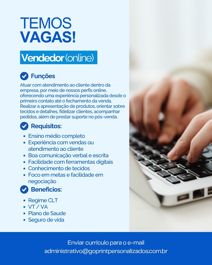 Vaga para Vendedor (online)