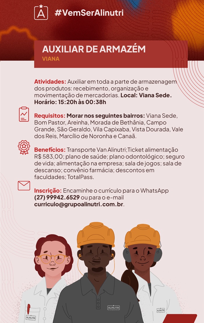 Grupo Alinutri contrata Auxiliar de Armazém