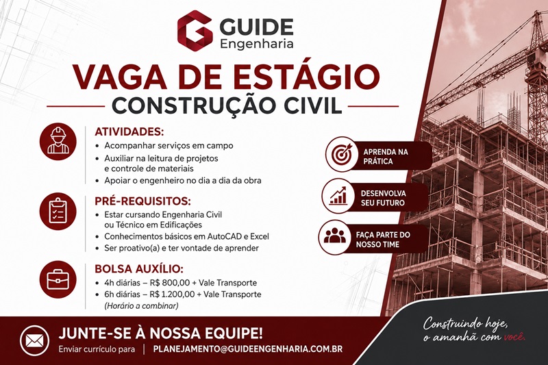 VAGA DE ESTÁGIO — CONSTRUÇÃO CIVIL