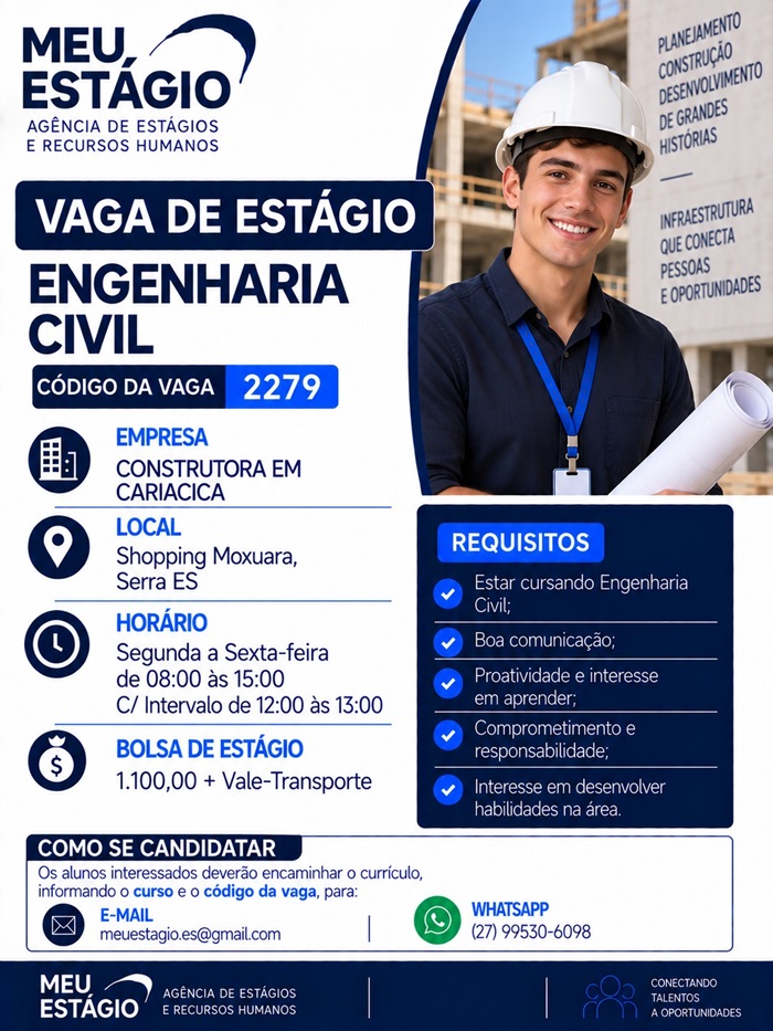  VAGAS DE ESTÁGIO – ENGENHARIA CIVIL