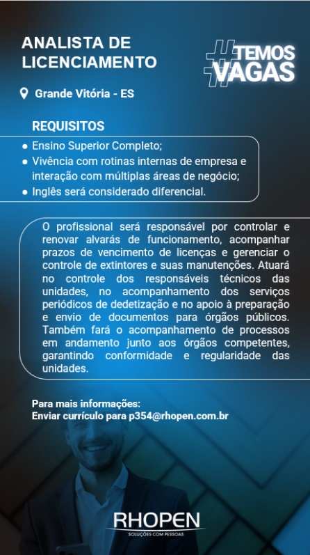 VAGA DE ANALISTA DE LICENCIAMENTO