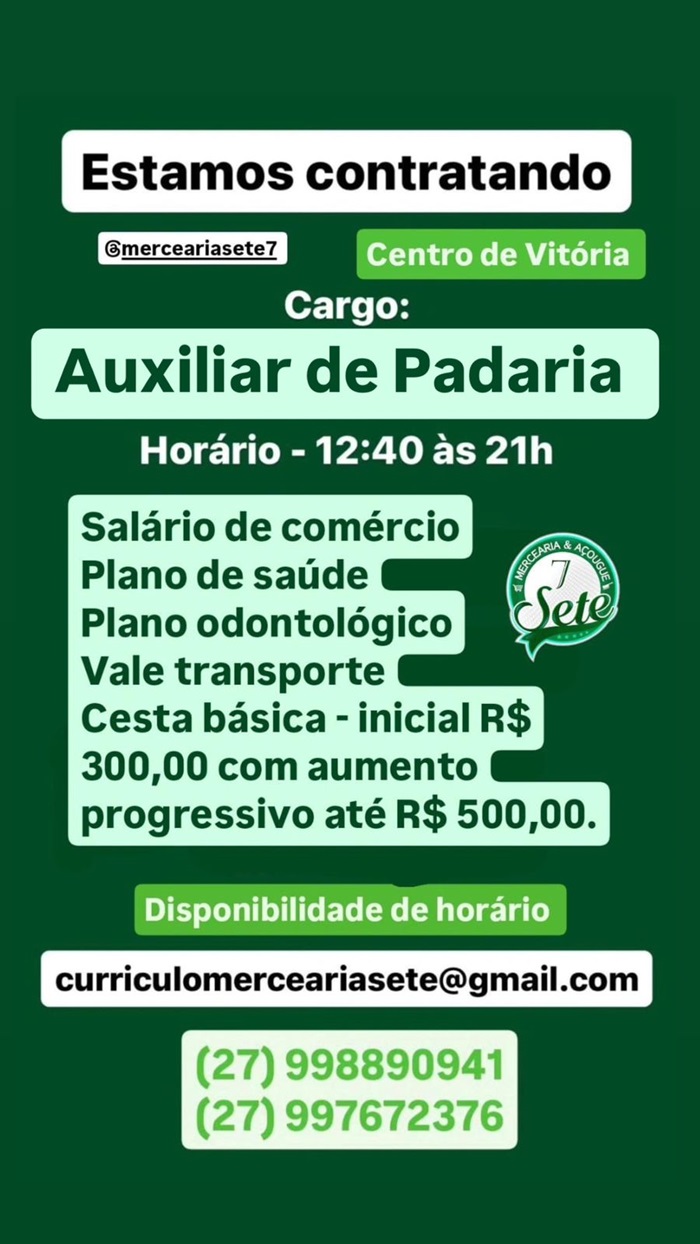 AUXILIAR DE PADARIA