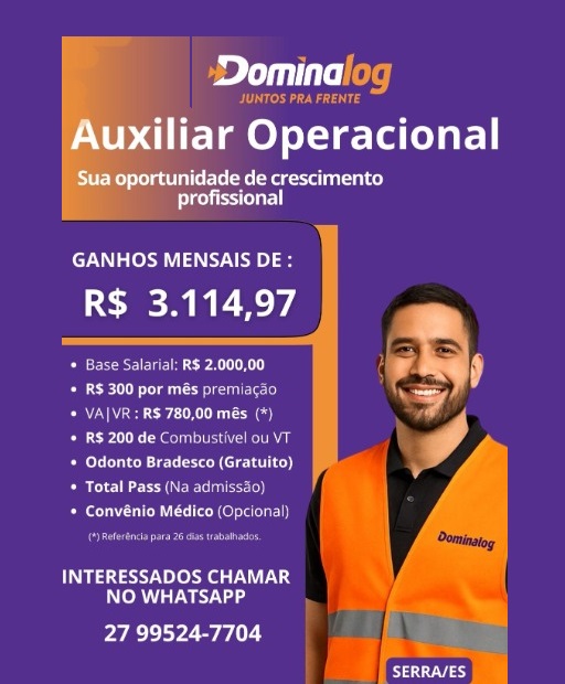 Vaga para Auxiliar Operacional