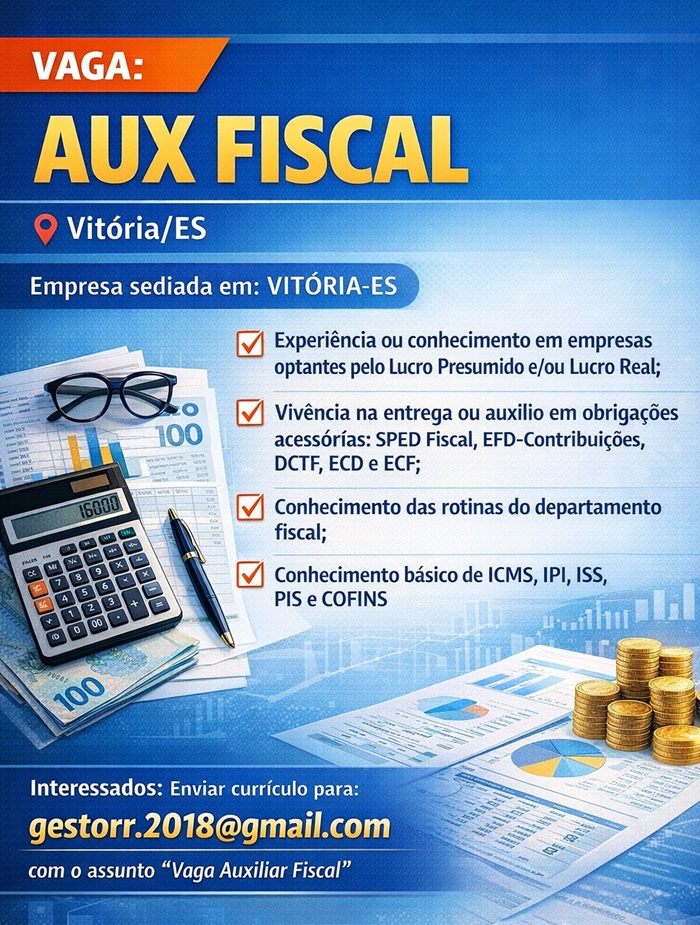 VAGA DE AUXILIAR FISCAL - VITÓRIA