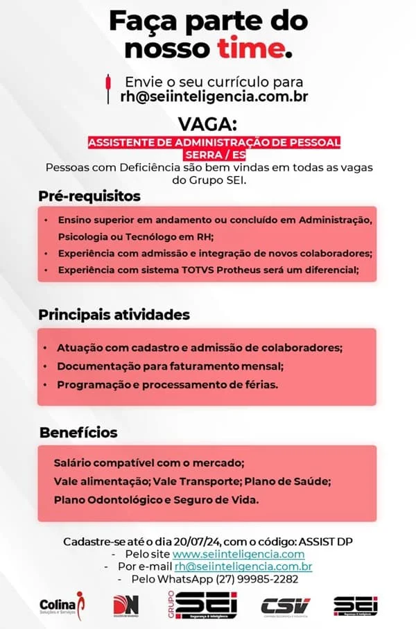 ASSISTENTE DE ADMINISTRAÇÃO DE PESSOAL