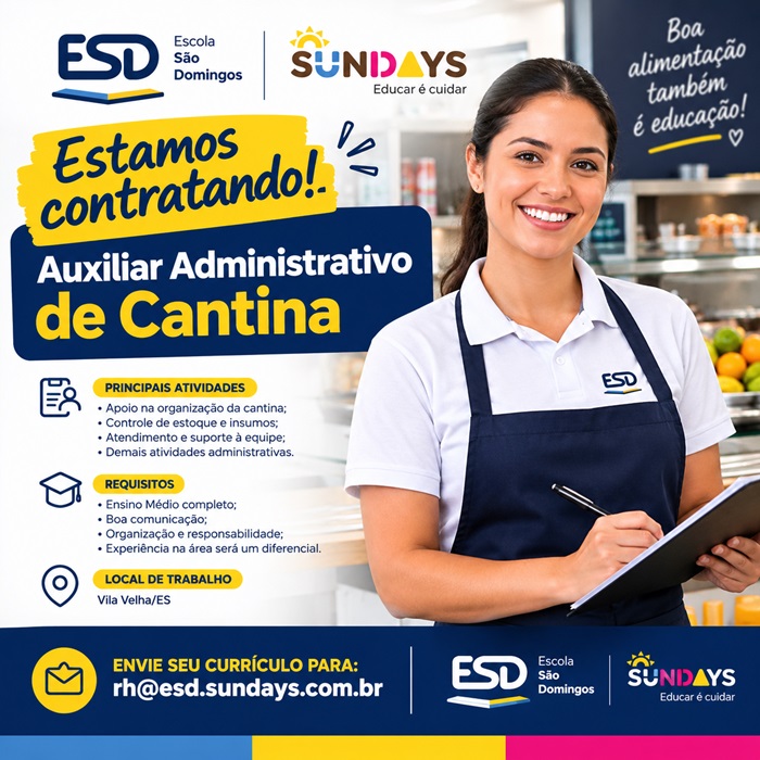 ESD contrata Auxiliar Administrativo de Cantina