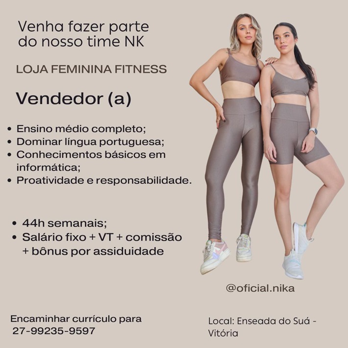 Vaga para Vendedor(a) - Loja NK