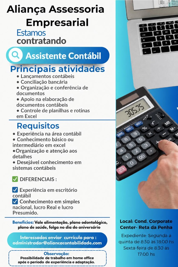 Vaga para Assistente Contábil