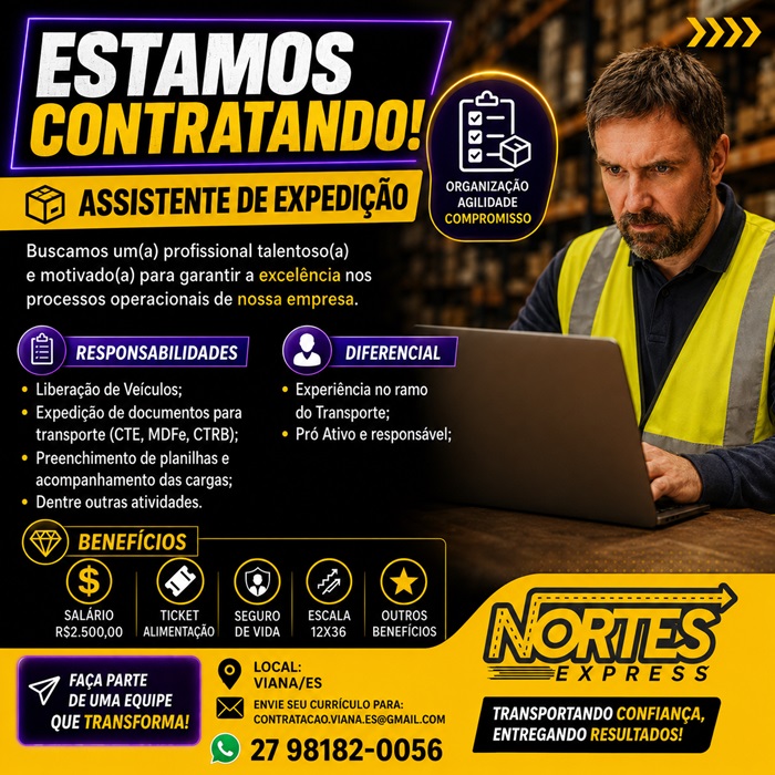 Vaga para Assistente de Expedição – Viana/ES