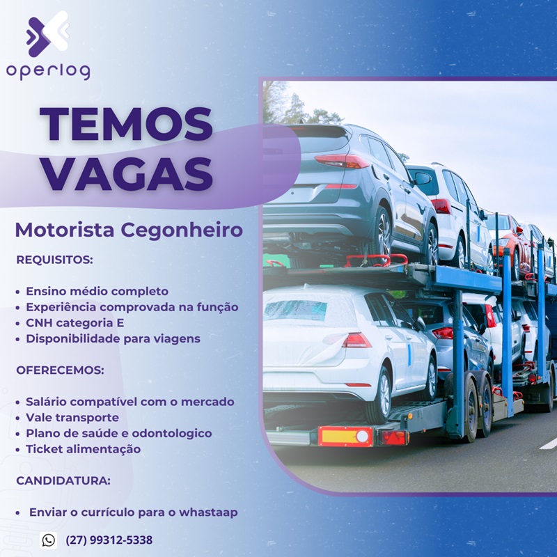Operlog contrata Motorista Cegonheiro