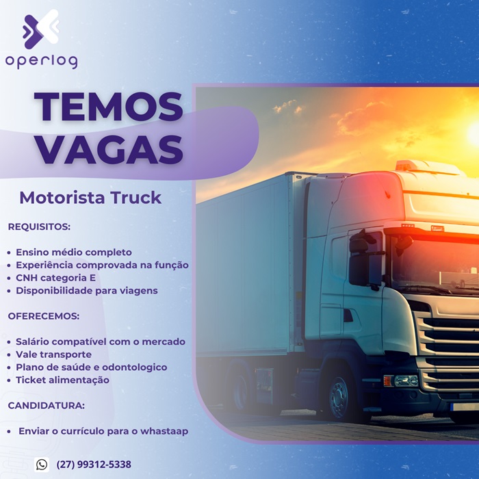 Operlog contrata Motorista Truck