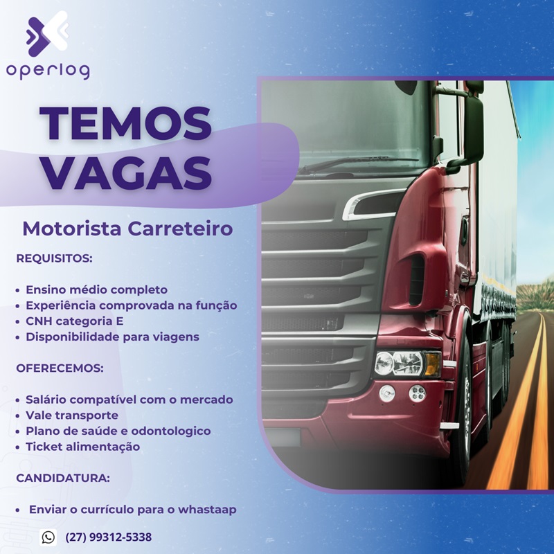 Operlog contrata Motorista Carreteiro