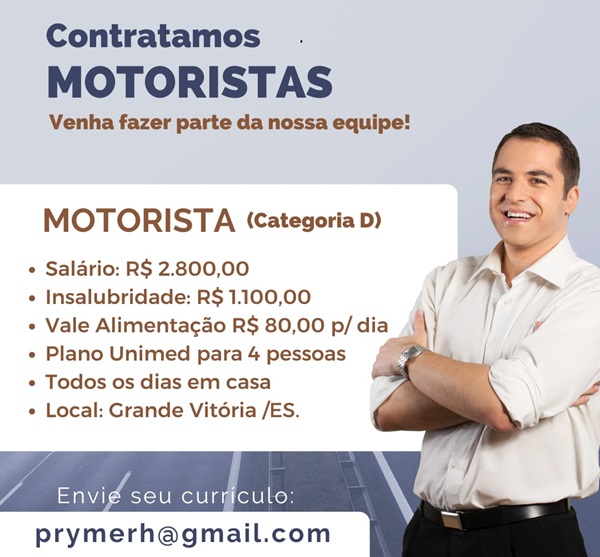 04 VAGAS - MOTORISTA CNH D