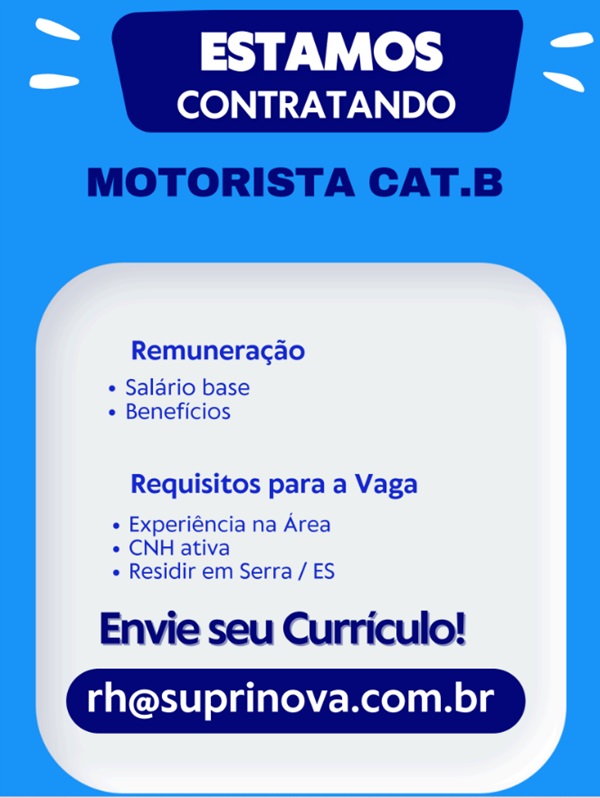 VAGA DE MOTORISTA CAT. B