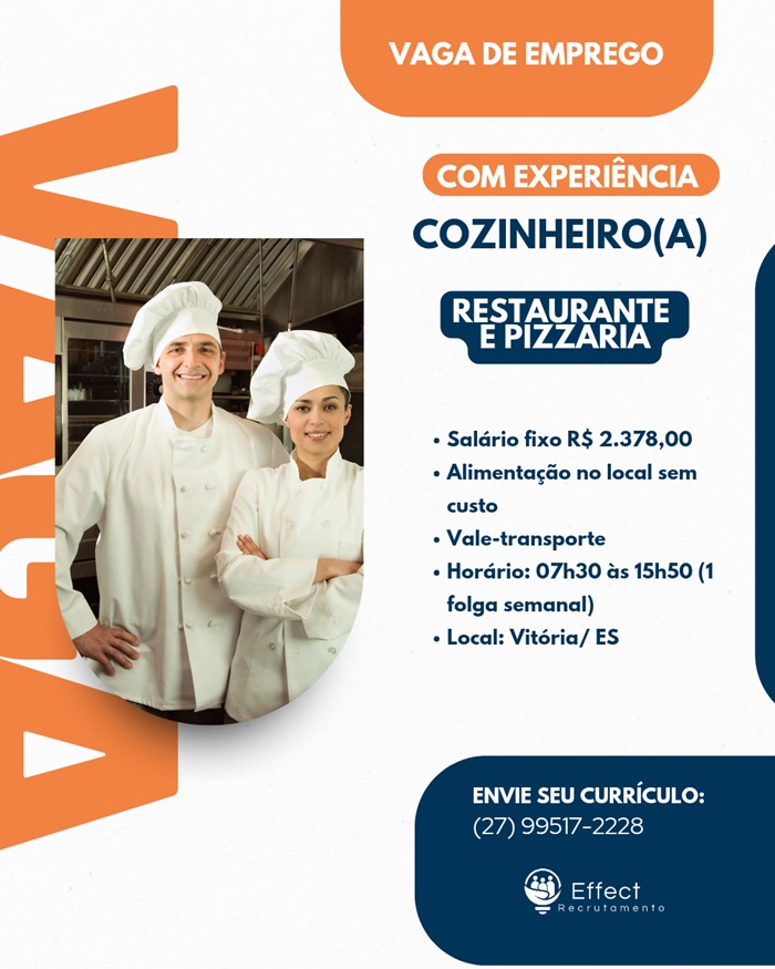 VAGA PARA COZINHEIRO(A)