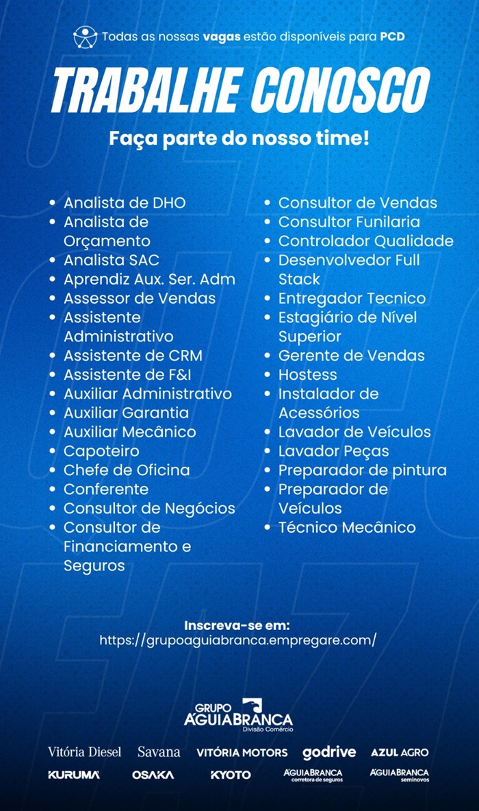 Trabalhe Conosco - Grupo Águia Branca