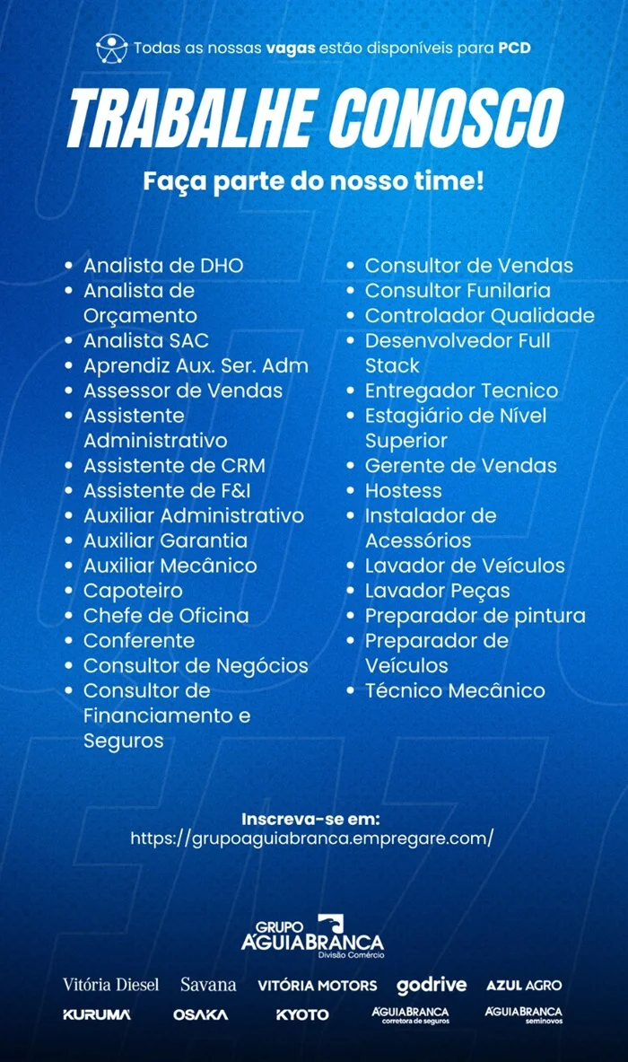 Trabalhe Conosco - Grupo Águia Branca
