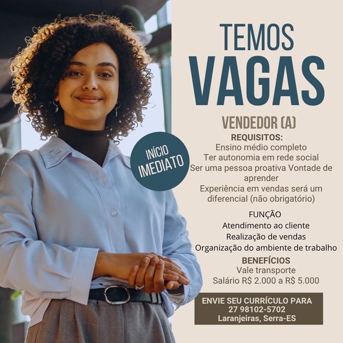 VAGA PARA VENDEDOR (A)
