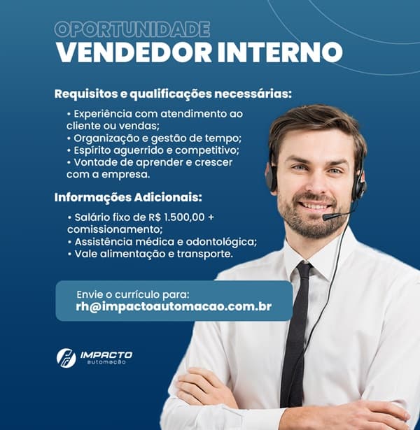 VAGA DE VENDEDOR INTERNO