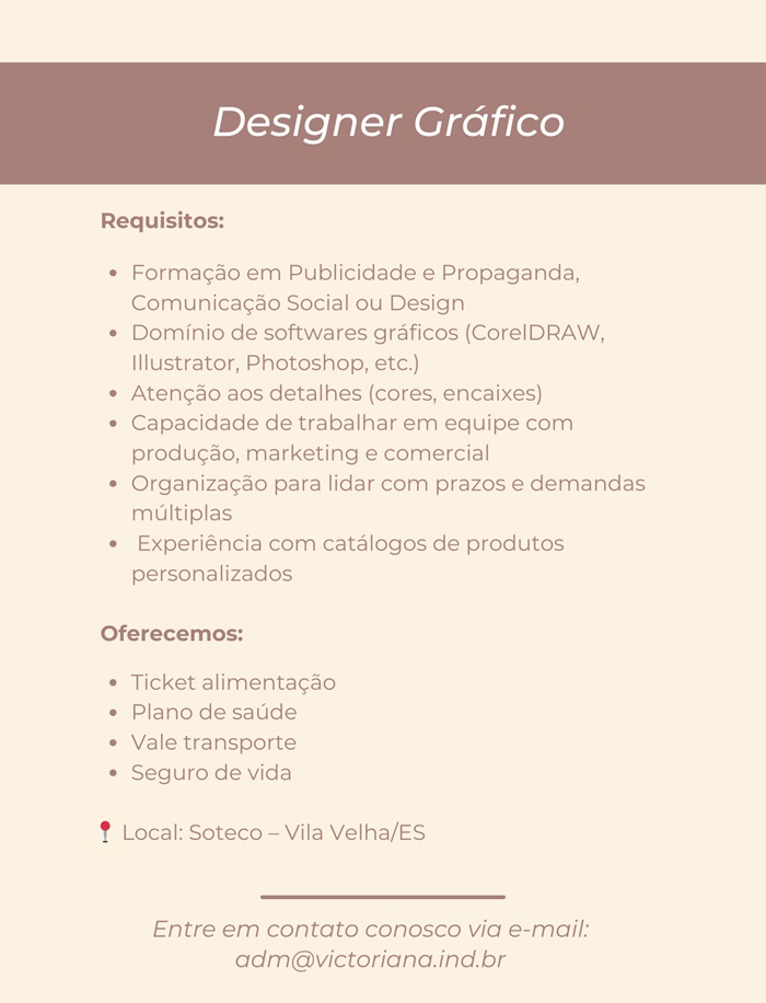 Vaga para Designer Gráfico