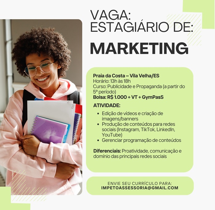VAGA DE ESTAGIÁRIO DE MARKETING