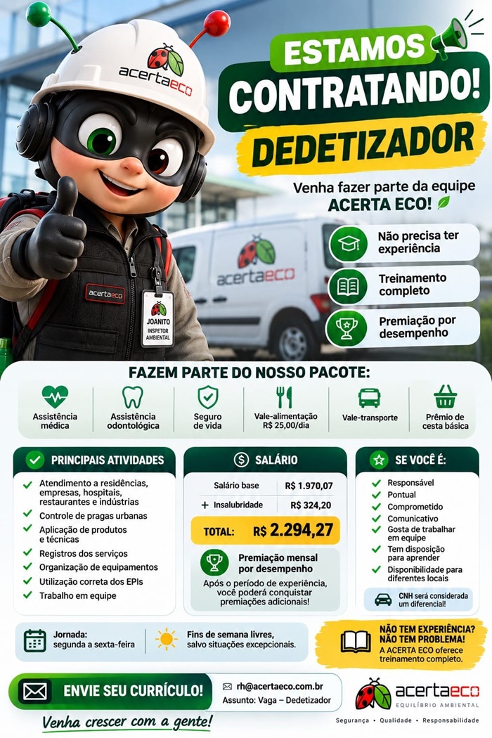 VAGA PARA DEDETIZADOR