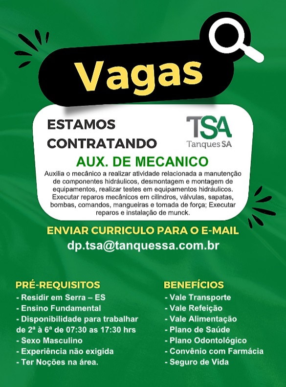 TSA CONTRATA AUXILIAR DE MECÂNICO