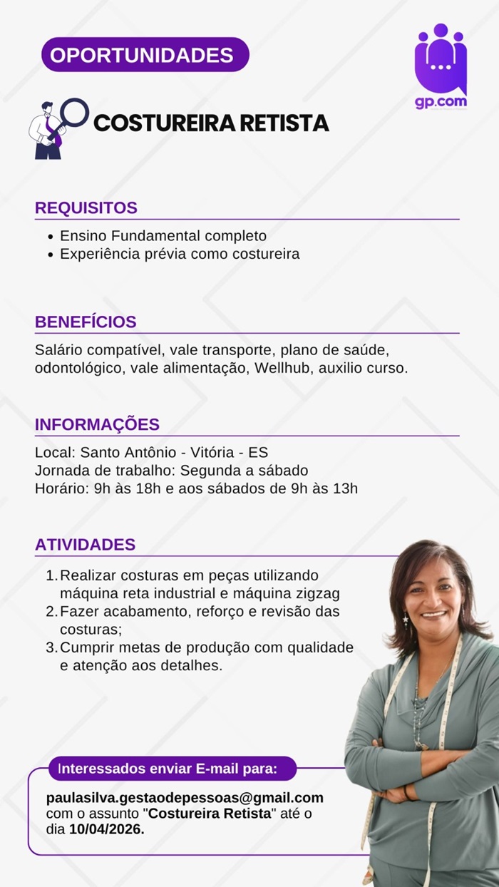 Vaga para Costureira 
