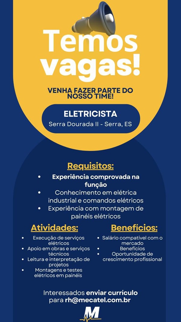 VAGA PARA ELETRICISTA