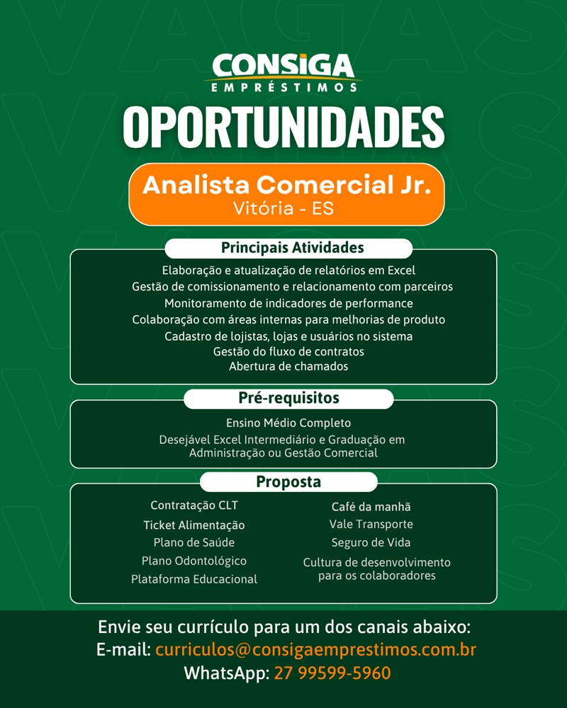 CONSIGA CONTRATA ANALISTA COMERCIAL JR.