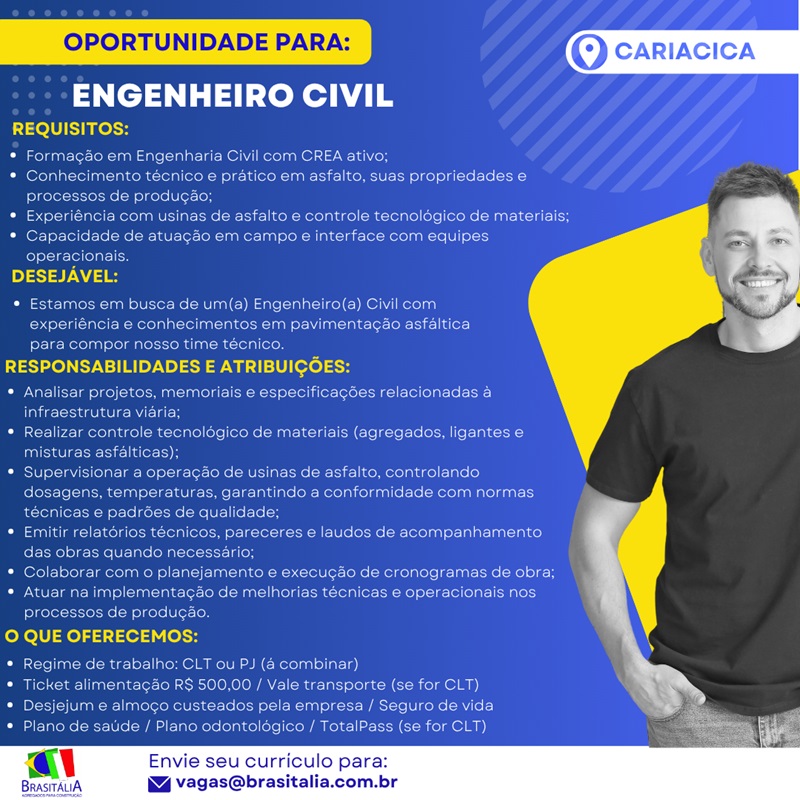 BRASITALIA CONTRATA ENGENHEIRO CIVIL