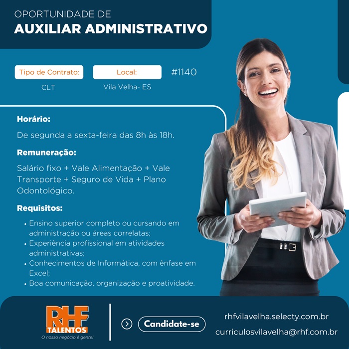 Vaga de Auxiliar Administrativo